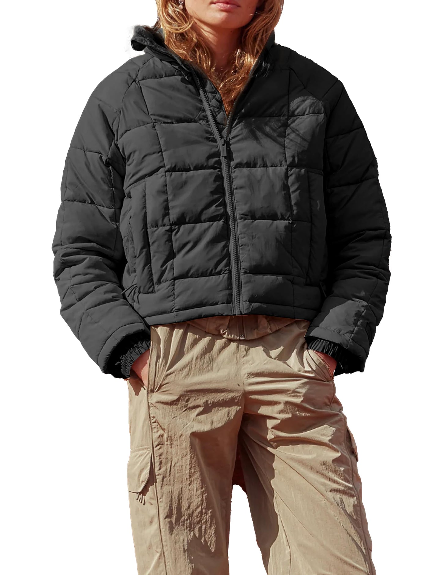 Amebelle Lightweight Quilted Crop Puffer Jacket