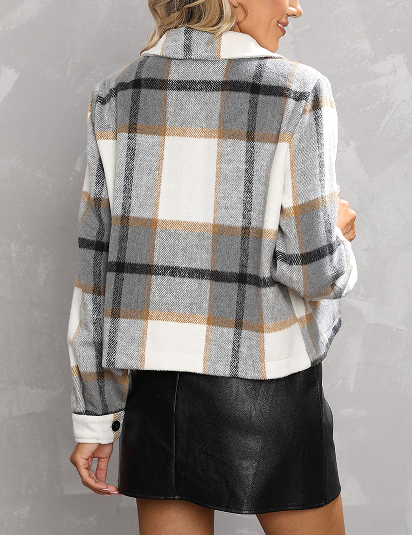 Daacee Flannel Cropped Plaid Shacket