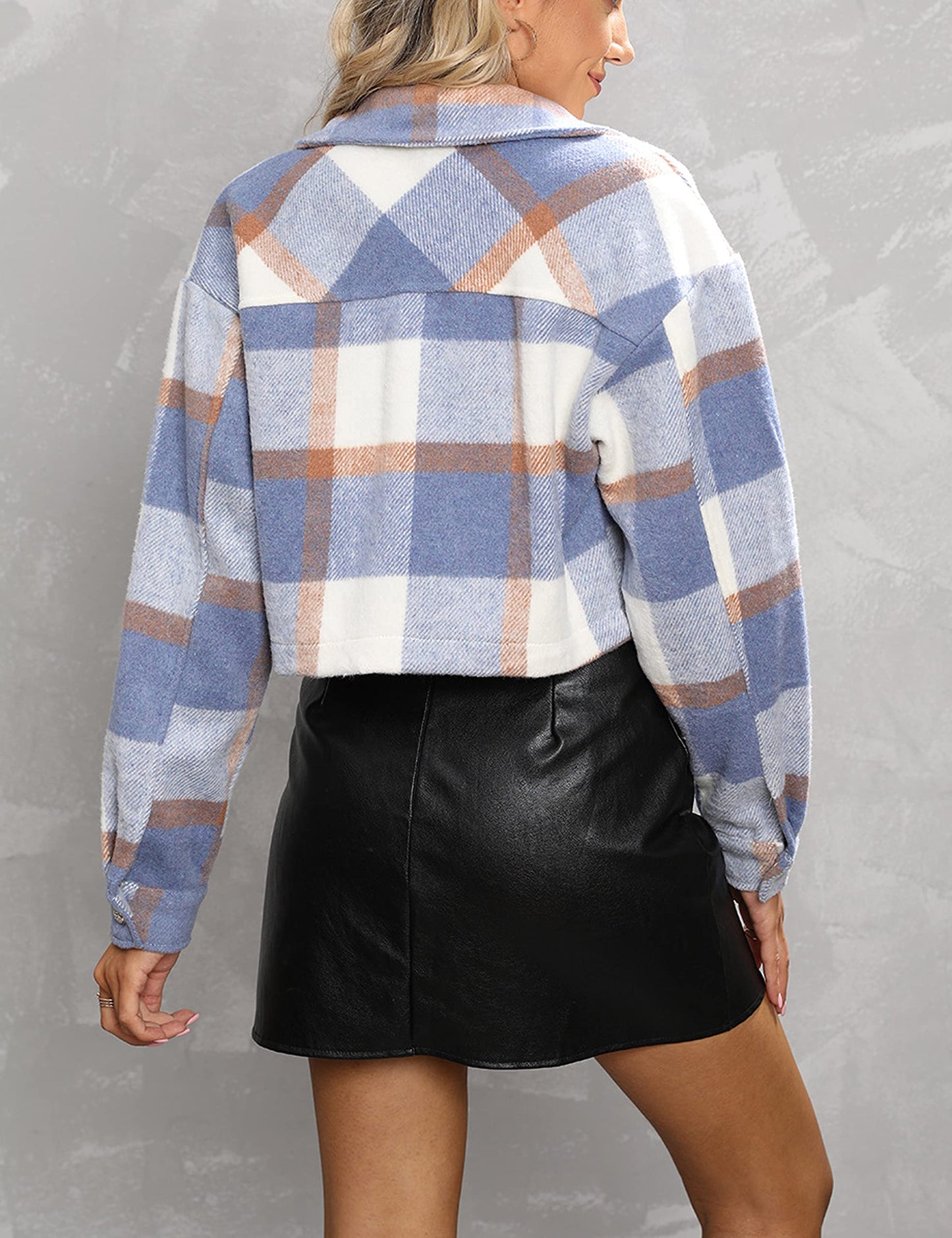 Daacee Flannel Cropped Plaid Shacket