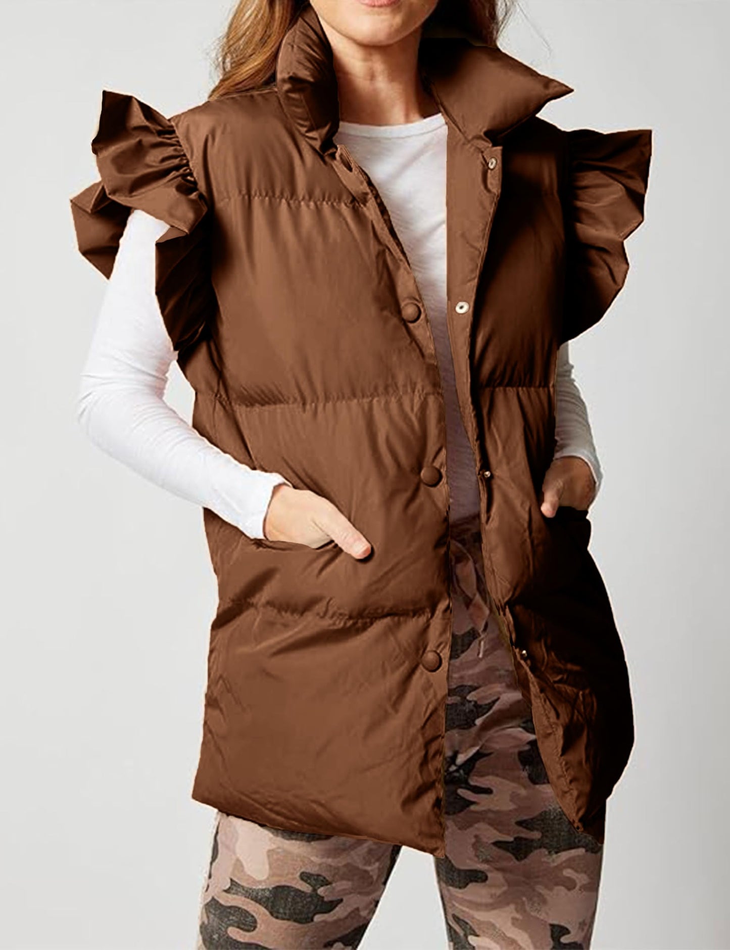 Daacee Ruffled Puffer Vest