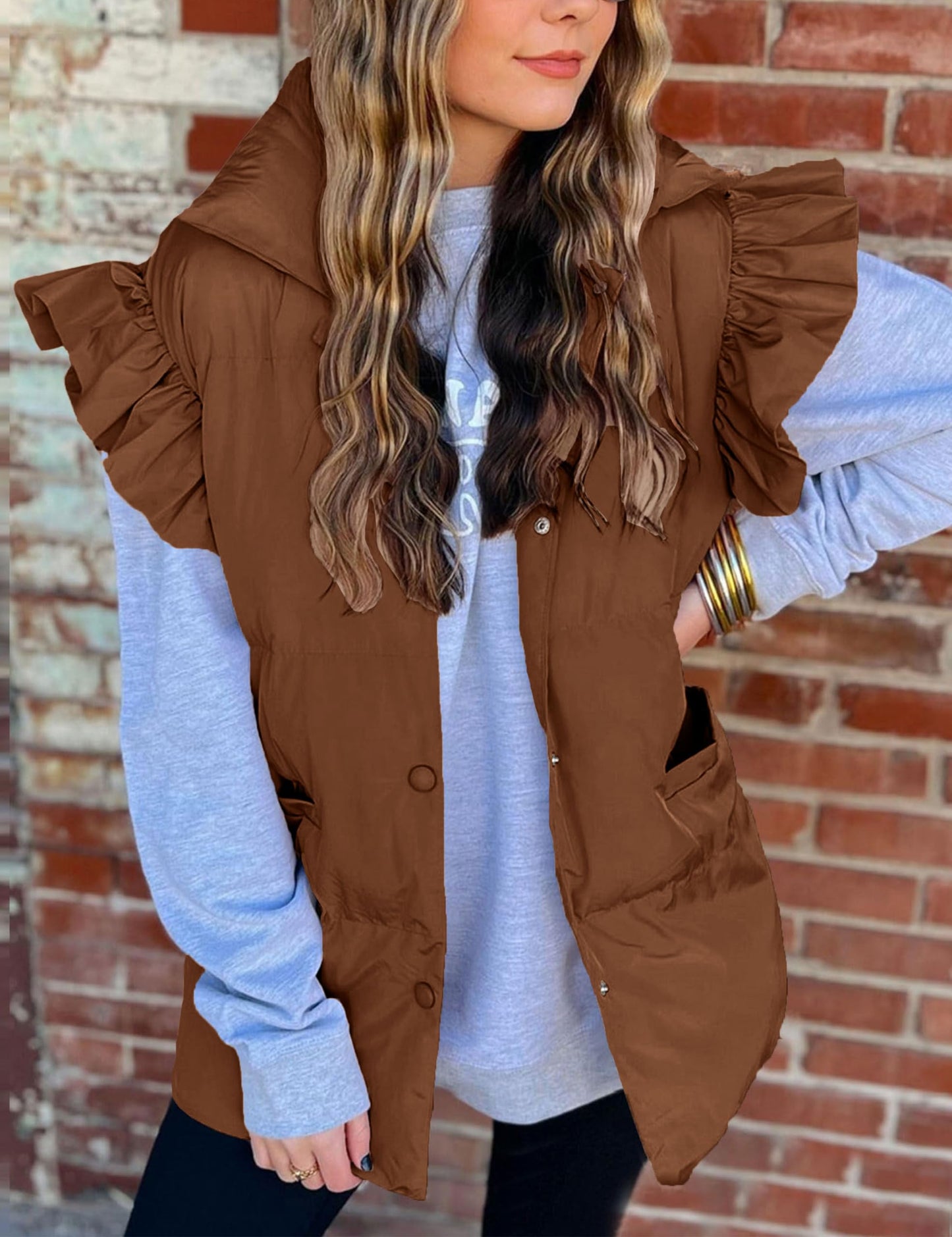 Daacee Ruffled Puffer Vest