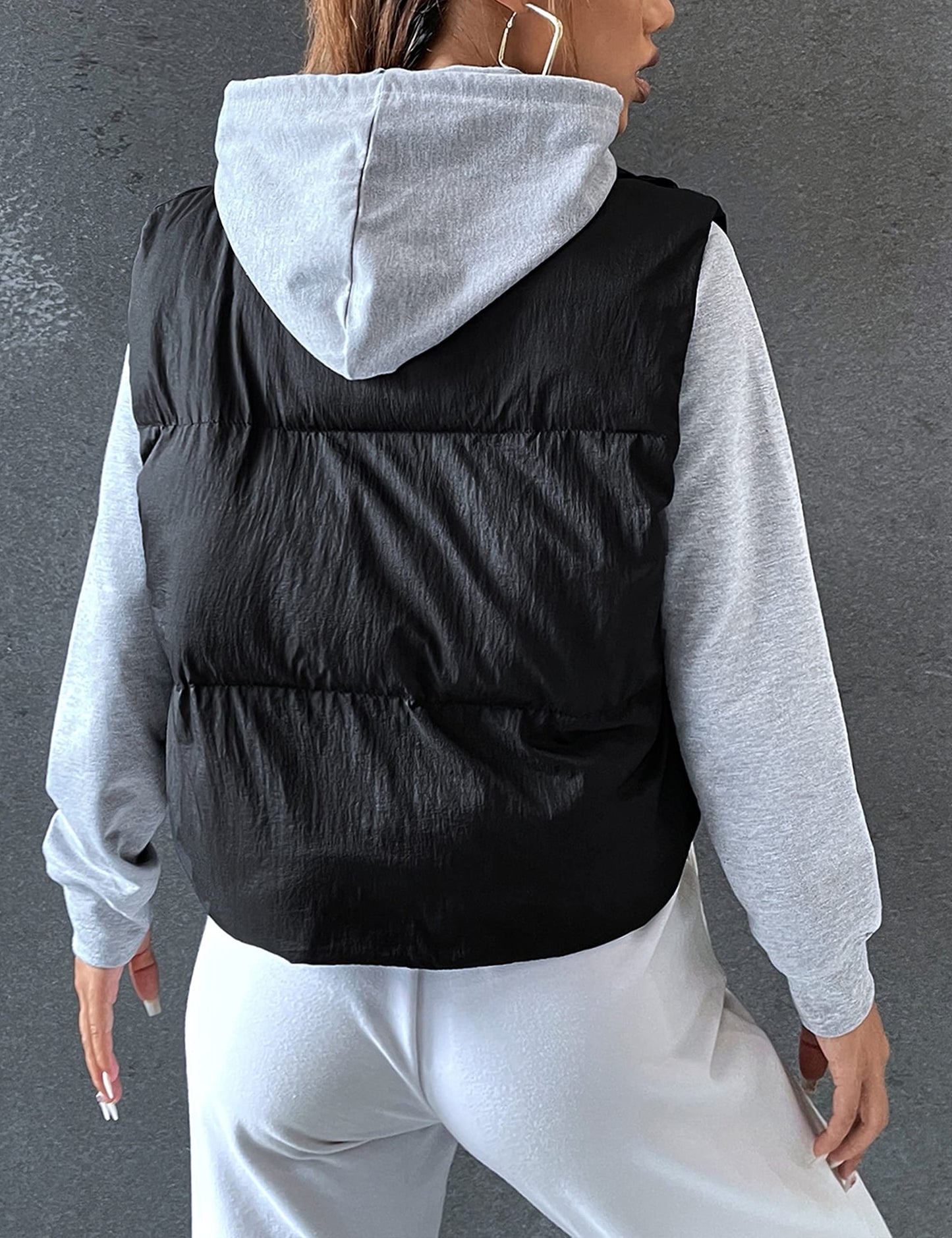 Apafes Stand Collar Cropped Puffer Vest