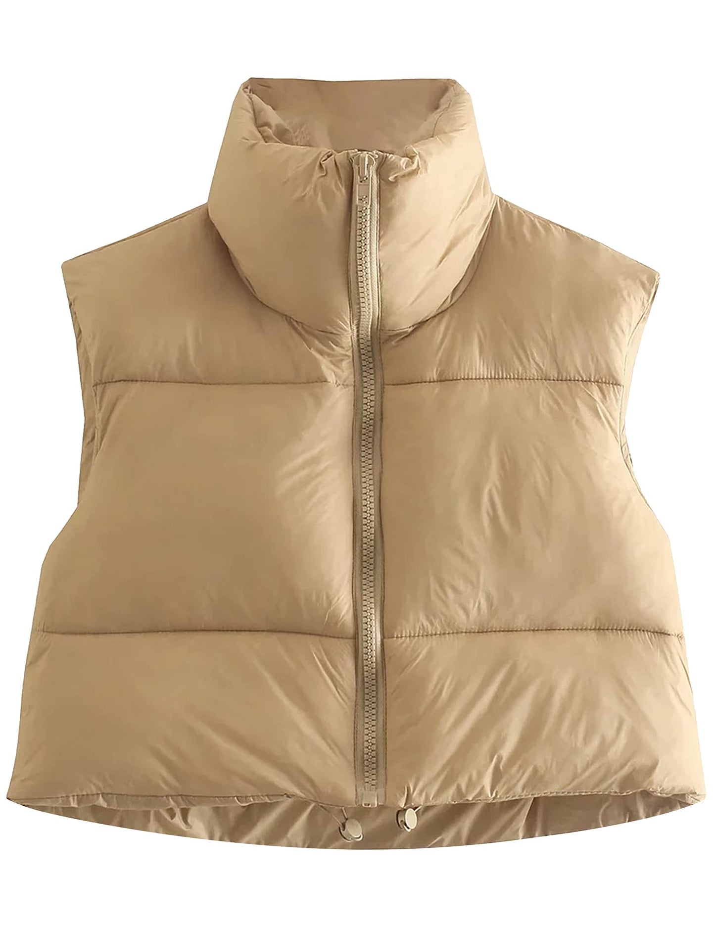 Apafes Stand Collar Cropped Puffer Vest