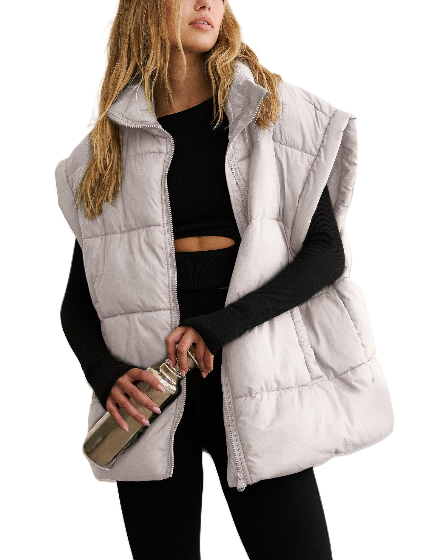 Apafes Oversized Winter Vest with Fly Sleeve