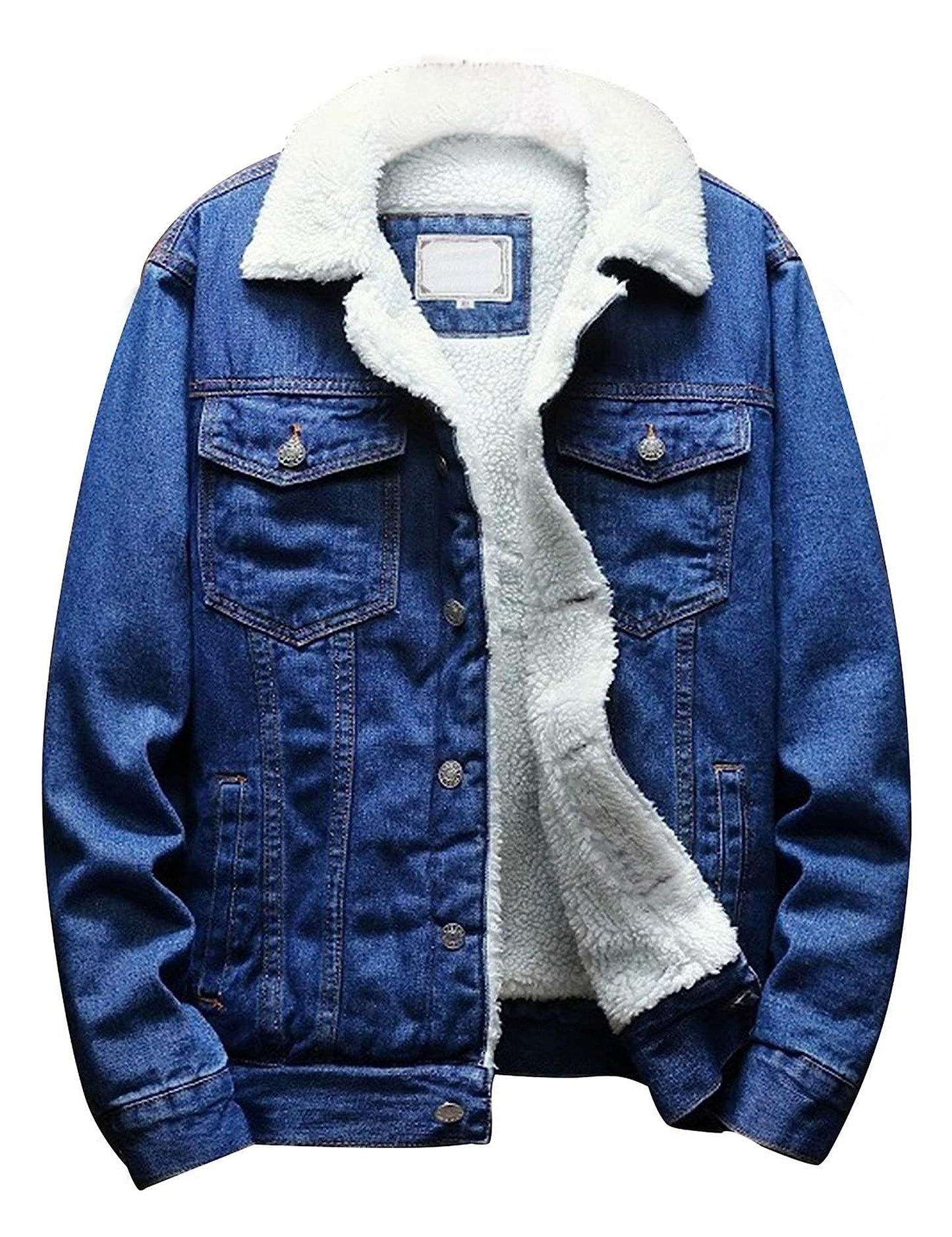 Omoone Mens Vintage Denim Jacket with Fleece Lining