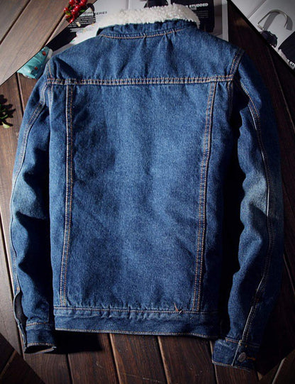 Omoone Mens Vintage Denim Jacket with Fleece Lining