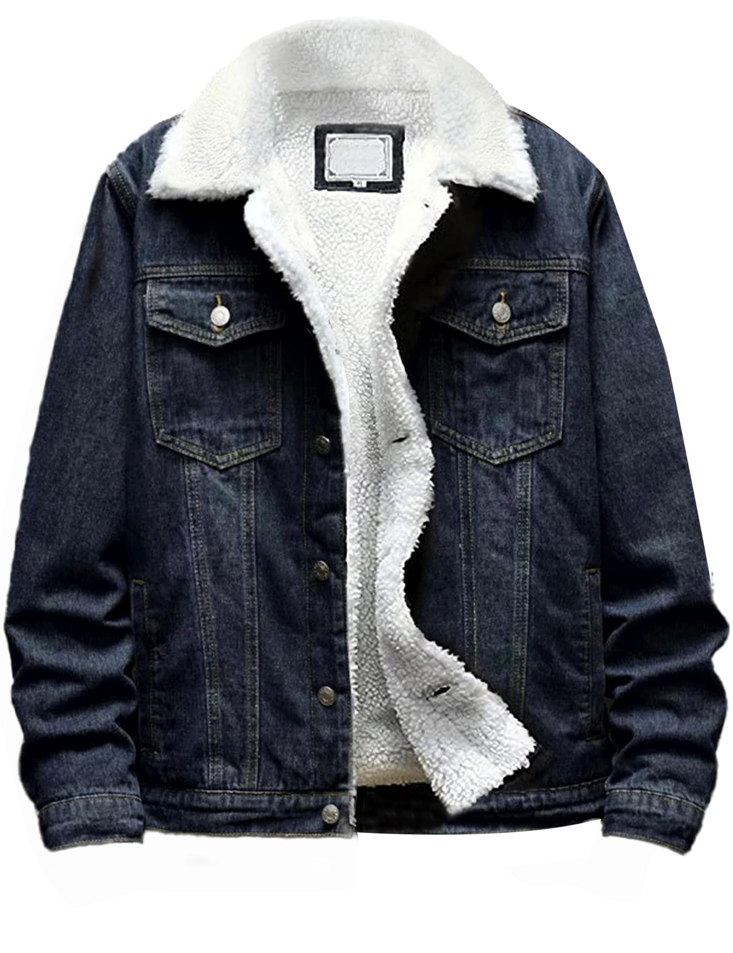 Omoone Mens Vintage Denim Jacket with Fleece Lining