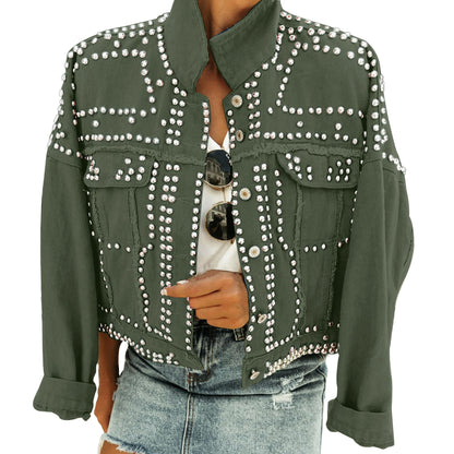 Omoone Rivet Studded Denim Jacket