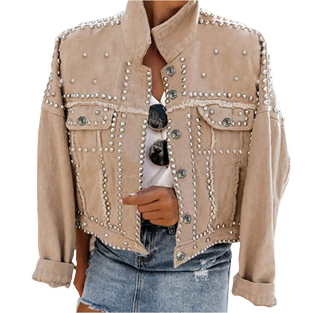 Omoone Rivet Studded Denim Jacket