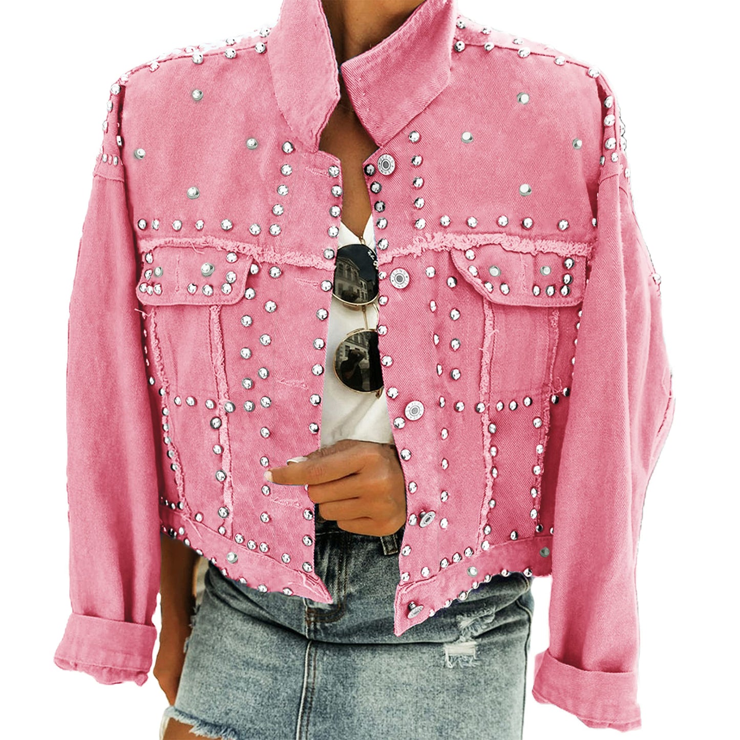 Omoone Rivet Studded Denim Jacket