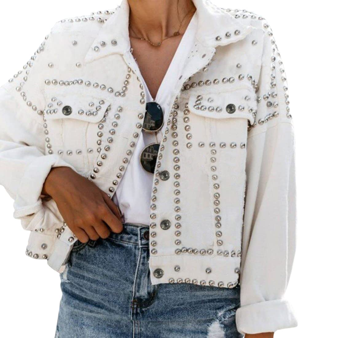 Omoone Rivet Studded Denim Jacket