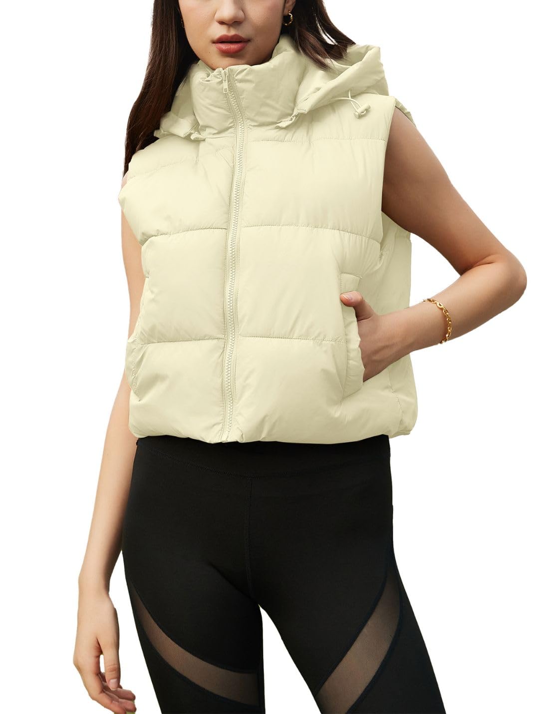 Wequle Quilted Puffer Vest Hoodie