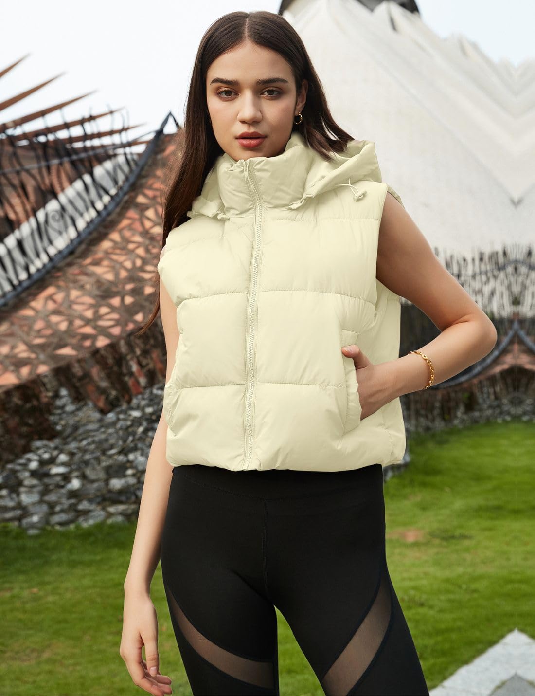 Wequle Quilted Puffer Vest Hoodie