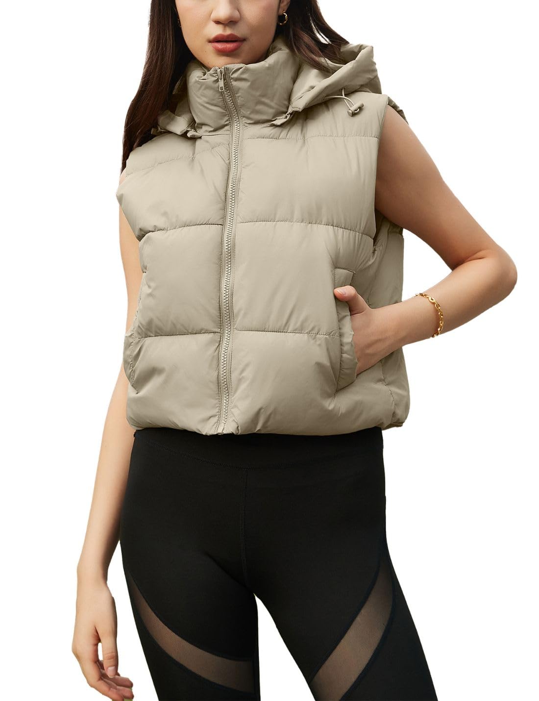 Wequle Quilted Puffer Vest Hoodie