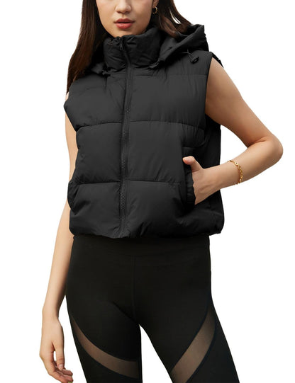 Wequle Quilted Puffer Vest Hoodie