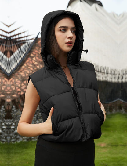 Wequle Quilted Puffer Vest Hoodie