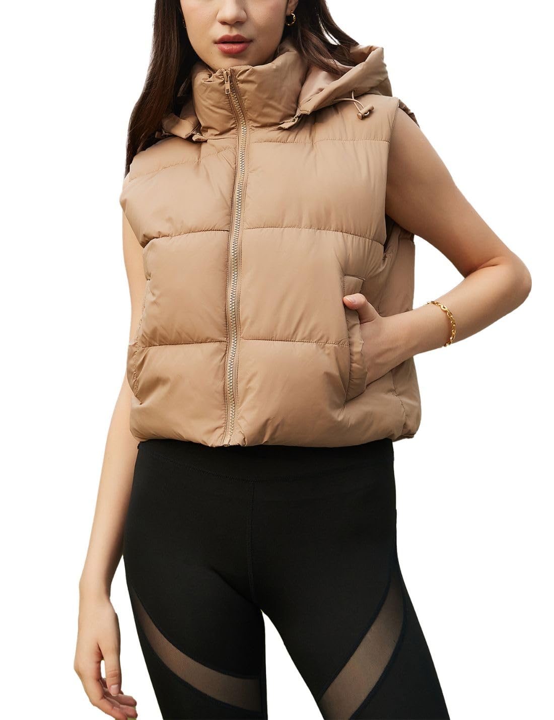 Wequle Quilted Puffer Vest Hoodie